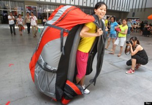 'World's largest backpack' at the Asia Outdoor Trade Show, Nanjing, Jiangsu Province, China - 24 Jul 2013